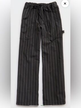 aerie Black Workwear Pants with Subtle Beige Pinstripes
